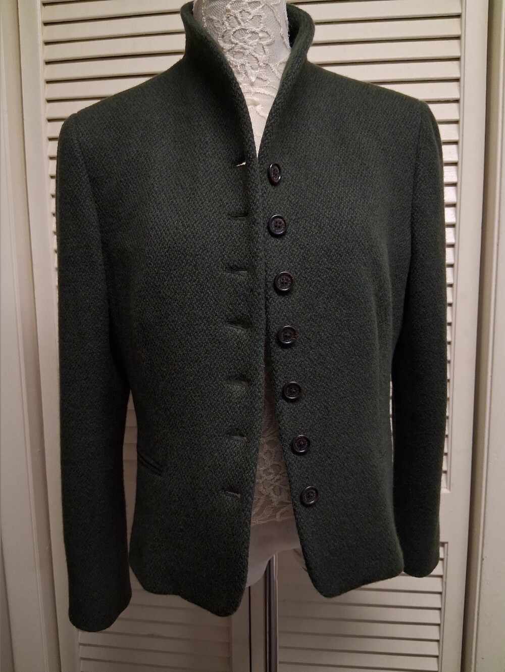 Vintage Ralph Lauren Lauren Dark Forest Green Textured Jacket - Picture 2 of 16